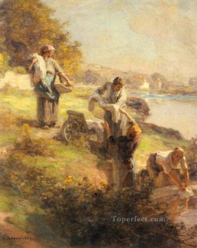 レオン・オーギュスティン・レルミット Painting - ラヴーズ・ル・マタンの田園風景 農民レオン・オーギュスタン・レルミット